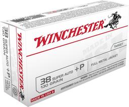 Winchester Ammo Q4205 USA 38 Super P 130 gr Full Metal Jacket 50 Per Box