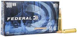 Federal 308A PowerShok Hunting 308 Win 150 gr Jacketed Soft Point JSP 20 Per Box