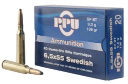 PPU PP6SWS Metric Rifle 6.5x55 Swedish 139 gr Soft Point Boat Tail 20 Per Box