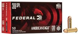 Federal AE38K American Eagle Handgun 38 Special 130 gr Full Metal Jacket FMJ 50 Per Box