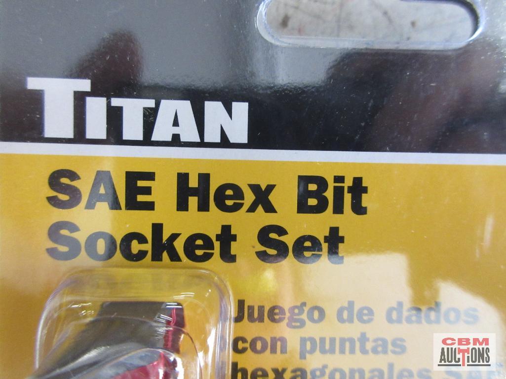 Titan 16130 6pc SAE 1/2" Drive Hex Bit Socket Set (9/16" to 7/8") w/ Storage Rail... ...