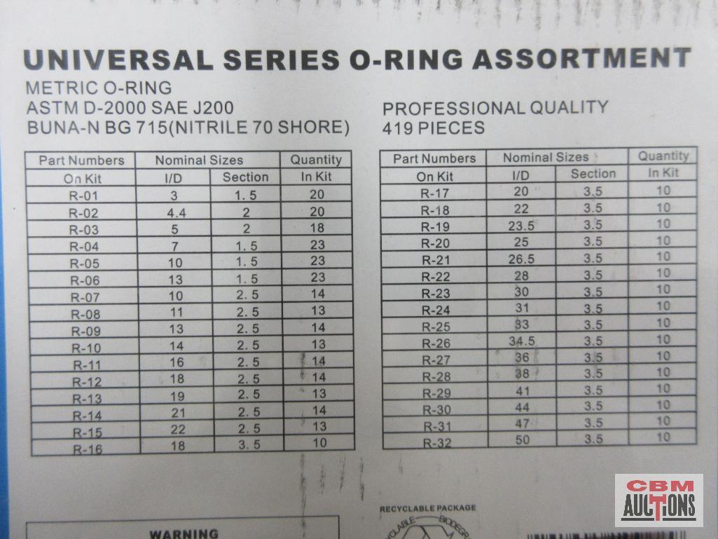 Wisdom 07-OR419M-1 419pc Universal Series O-Ring Assortment...