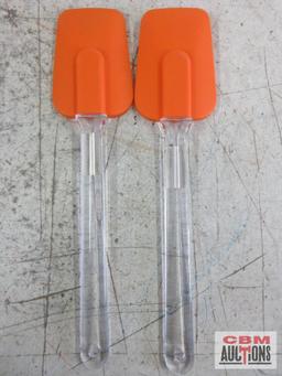 E-Z Cuisine Kitchen Knives Orange Basting Brush Orange Spatulas - Set of 2