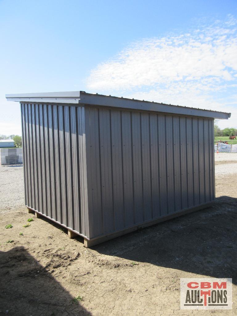 New 10'x12' Modern Style Garden Shed With Grey Metal, Treated Skids, Metals Screwed On, (Buyer Loads