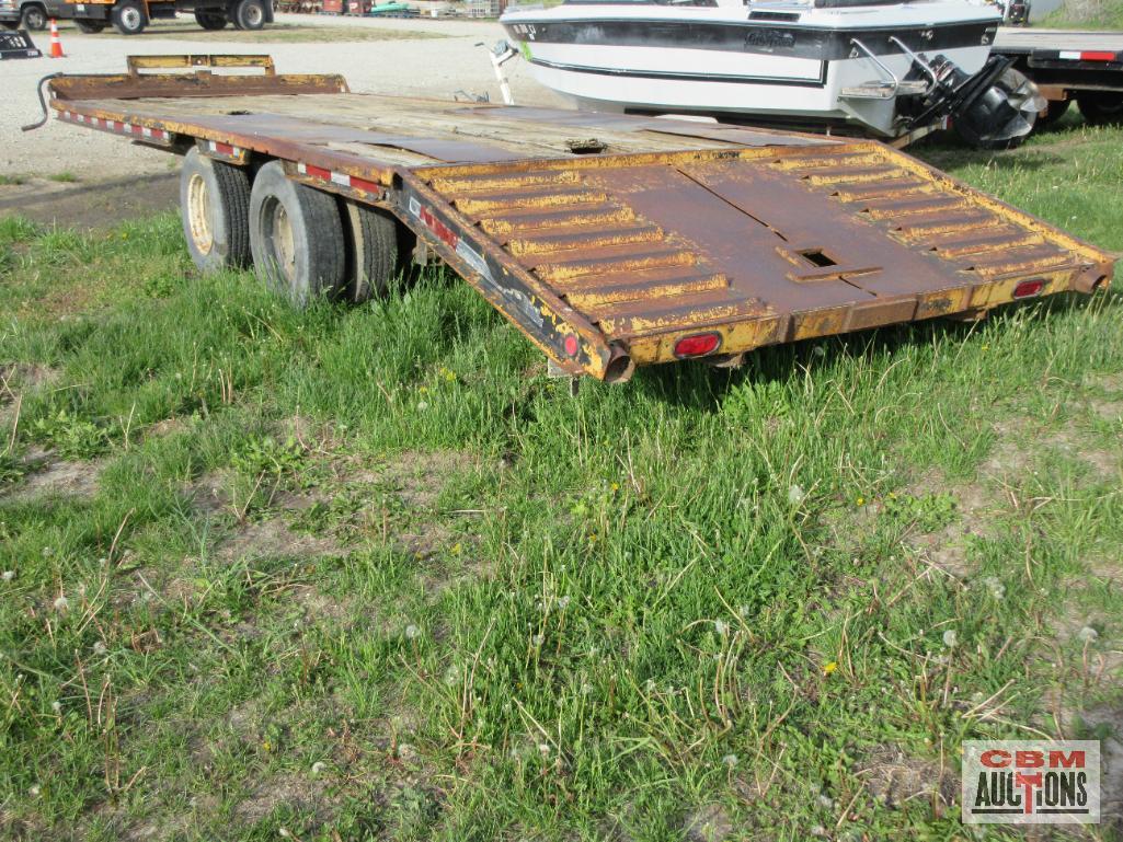 1987 JFW 96"x24' Tandem Dual, Tandem Axle, Air Tag Flat Bed Trailer, Pintle Hitch Vin #