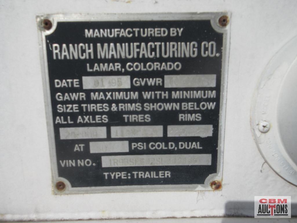 1995 Ranco Tri-Axle Belly Dump Trailer, Pup Trailer Hitch, Ranch Manufacturing Vin #