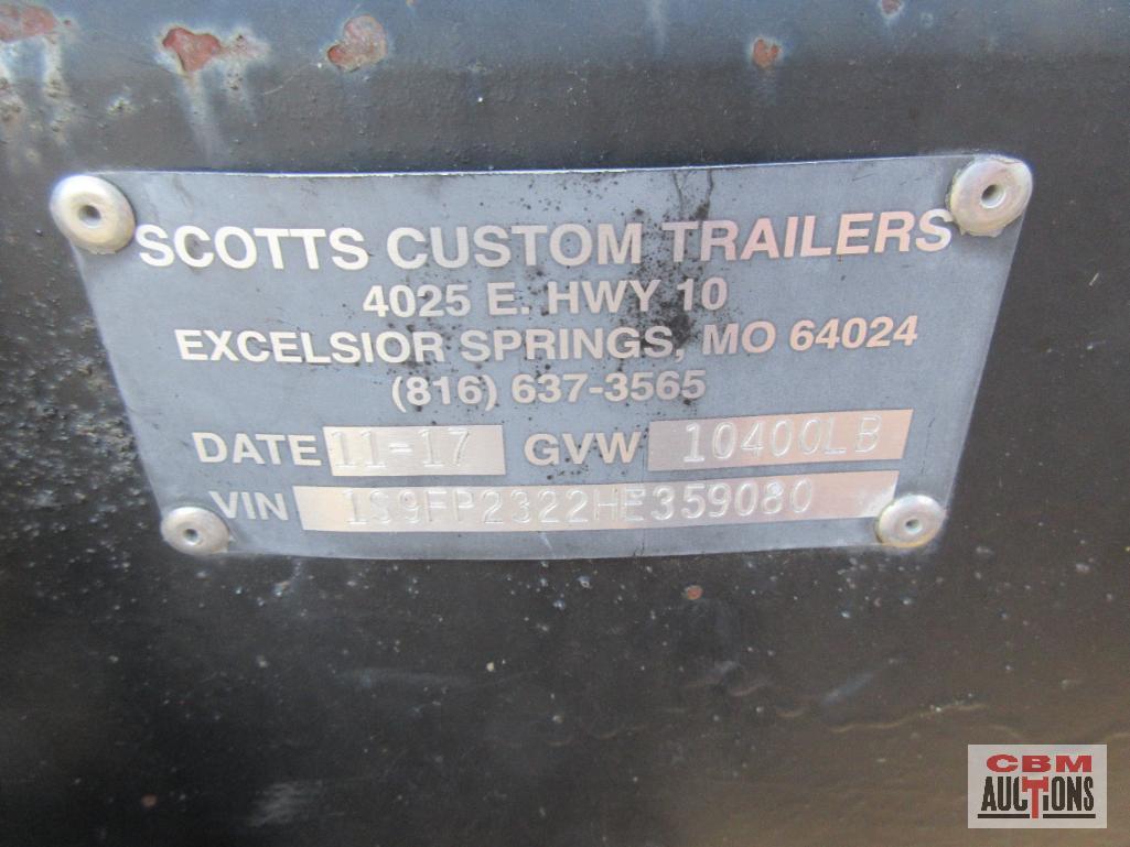 2017 Scotts Custom Trailer, 101"x23' Deck Over Flat Bed Trailer, 5,200K Tandem Axles, Electric