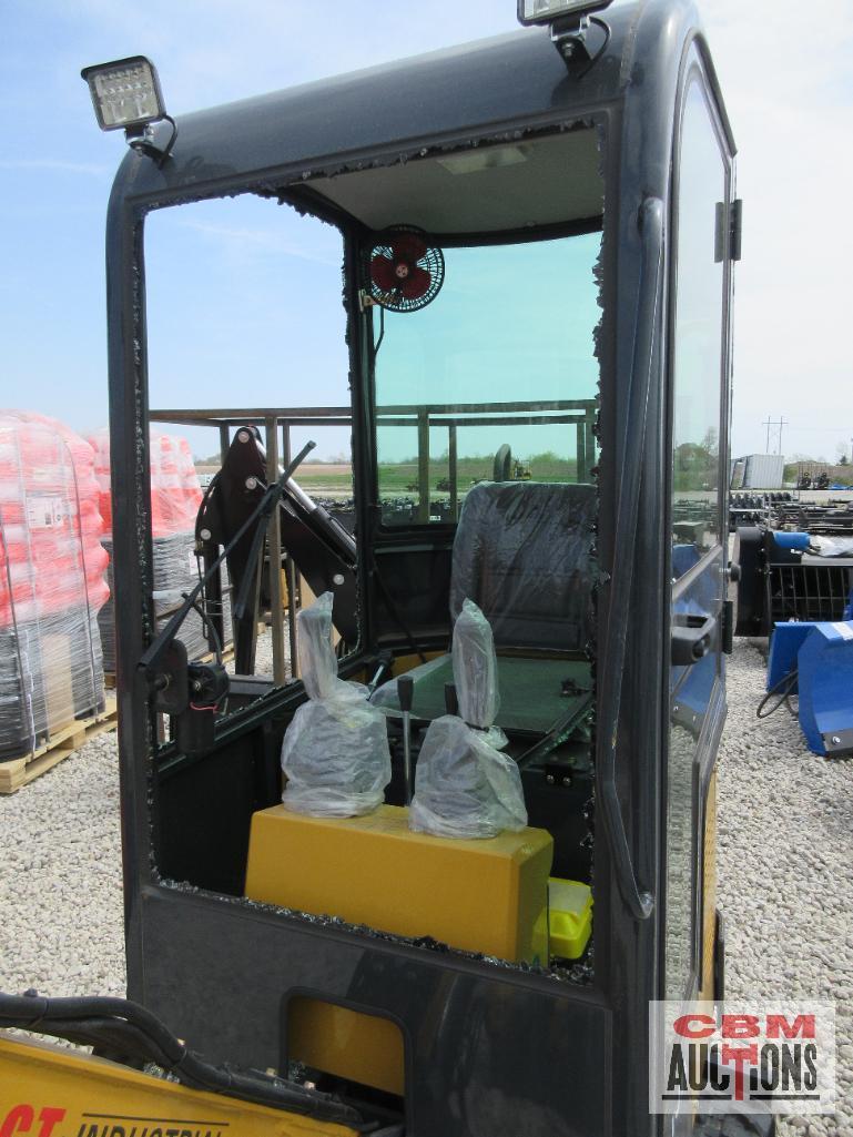 2023 AGROTK H13R 1 Ton Mini Excavator With Enclosed Cab 420cc Gas Electric Start, 15" Bucket,