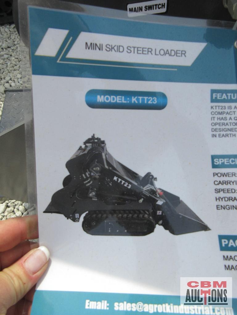 AGT KTT23 Mini Skid Steer Track Loader, 739cc Engine, Rubber Tracks, Quick Attach 32" Smooth Bucket,