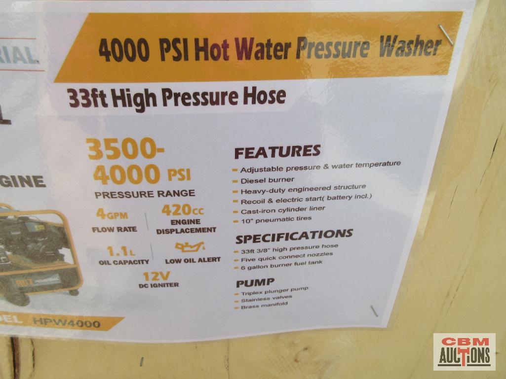 AGT INDUSTRIAL HPW4000 Commercial 4000 PSI 13Hp Gas / Diesel Burner Powered 13HP Hot Water Pressure