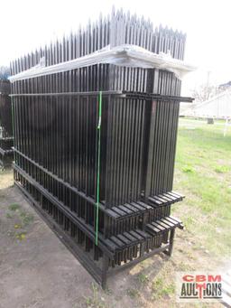 AGT 10FWIF24 (24) 6' x 10' Wrought Iron Site Fence Panels With (25) Posts Powder Coated With