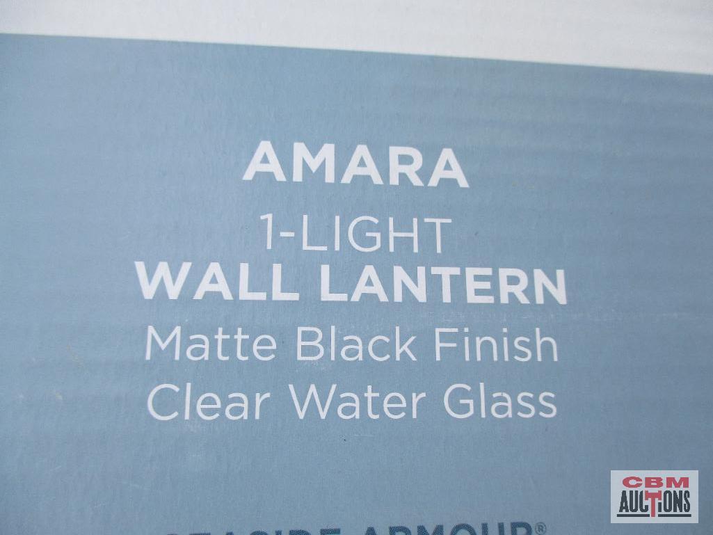 Quoizel 4145443 Amara 1-Light Wall Lantern, Matte Black Finish, Clear Water Glass - Set of 2 *CRT ..