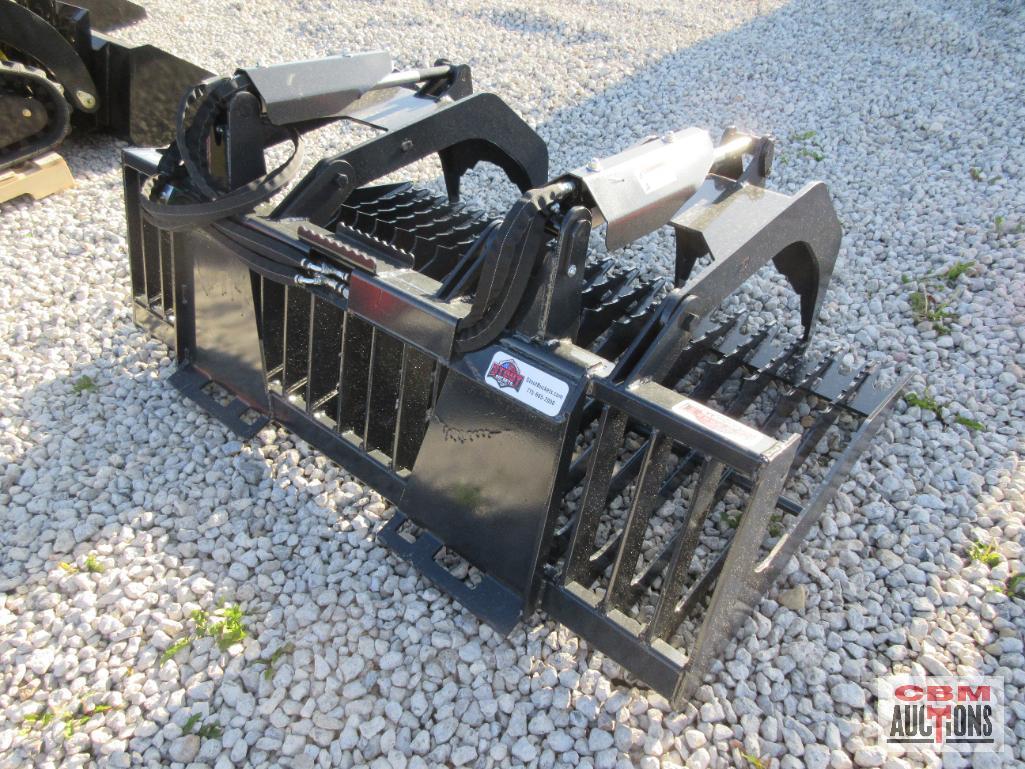 Stout HD-69-3 69", 3" Tine Spacing, Open Side Skid Steer Brush Grapple Hoses & Couplers