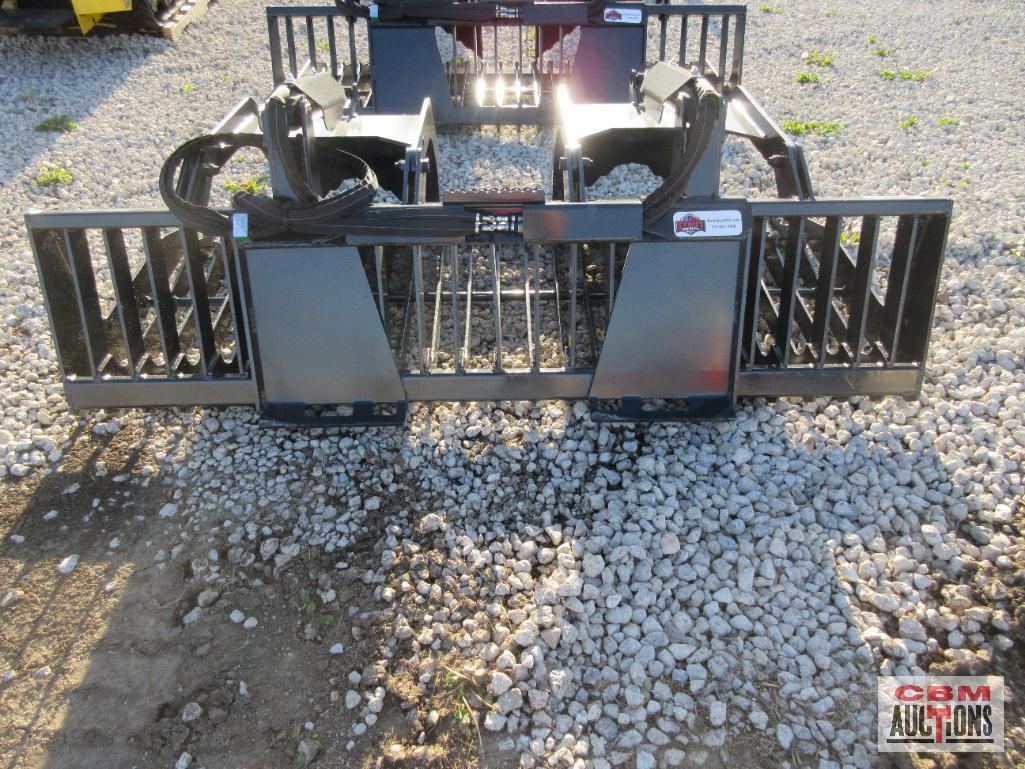 Stout HD-82-3 82", 3" Tine Spacing, Open Side Skid Steer Brush & Rock Grapple, Hoses & Couplers