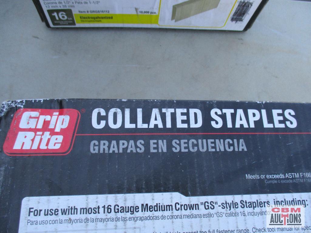 Grip Rite GS Style Med Crown 1/2" Crown x 1-1/2" Leg Collated Staples, Galvanized,16GA , 10,0000pc
