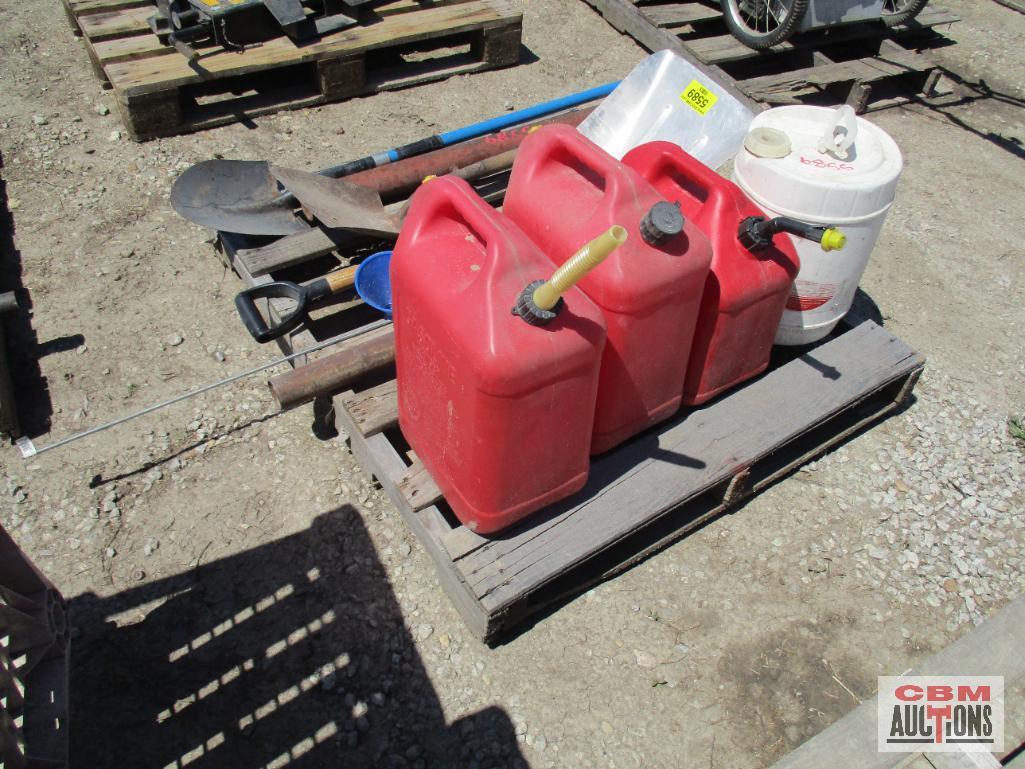 Post Hole Driver, Gas Cans, Shovels, Post Driver & Misc