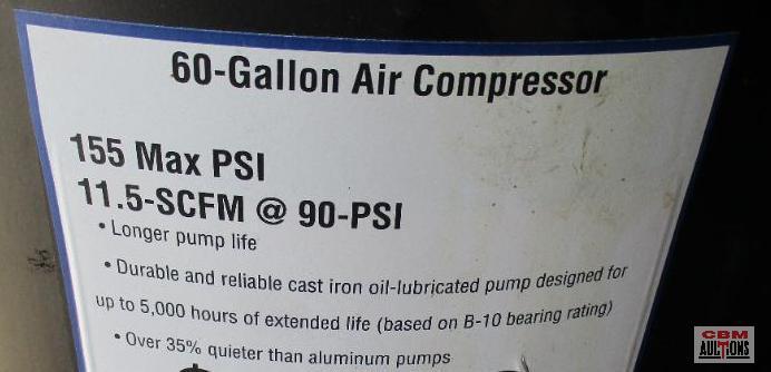 Kobalt 60 Gallon Cast Iron Air Compressor 155 Max PSI *FLF