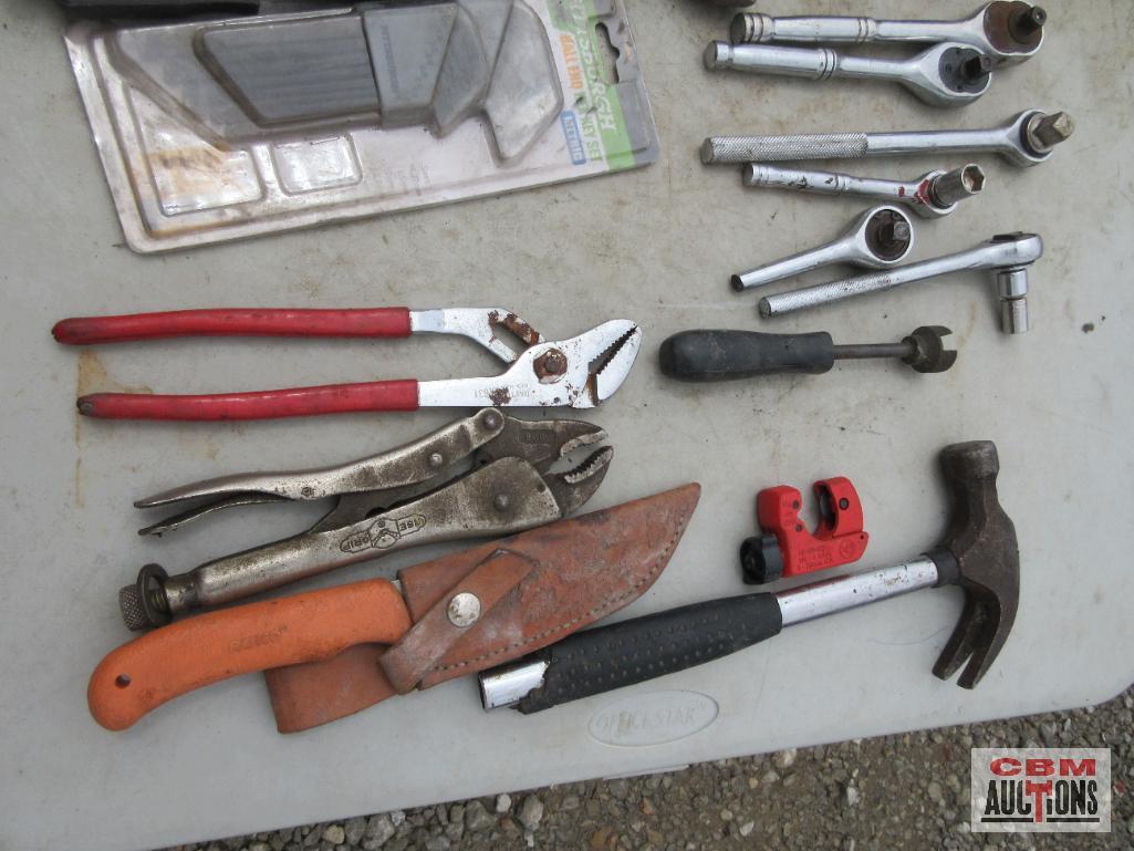 Tool Bag of Misc. Hand Tools... Screwdrivers, Tape Measure, Ratchets, Pliers, Knife Ect. *ELB