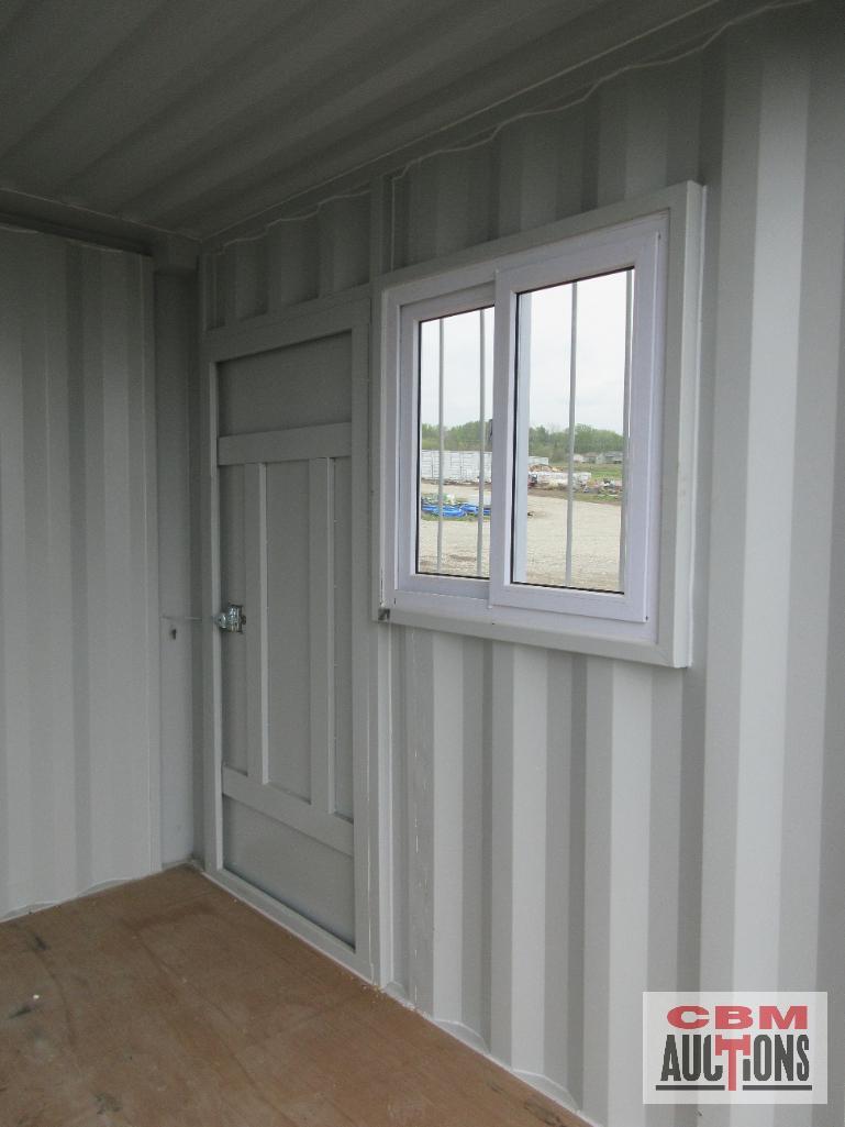 9' Sea Cargo Shipping Container, Office, Walk-in Side Door, Window, Double Swing Rear Doors *South