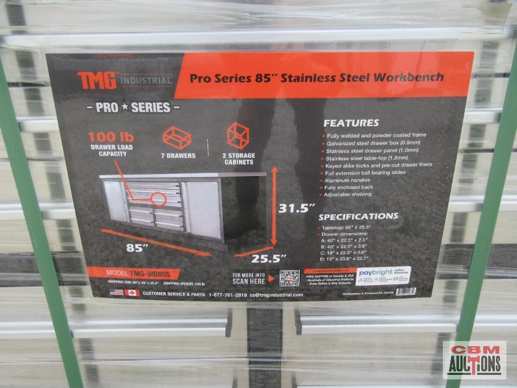 TMG-WB85S Pro Series 85'' Stainless Steel Workbench, Commercial Grade