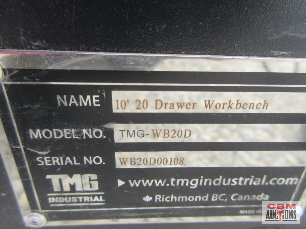 TMG-WB20D 10' 20-Drawer Heavy Duty Workbench With Keyed-Alike Locks Overall Size: L112-3/8" x