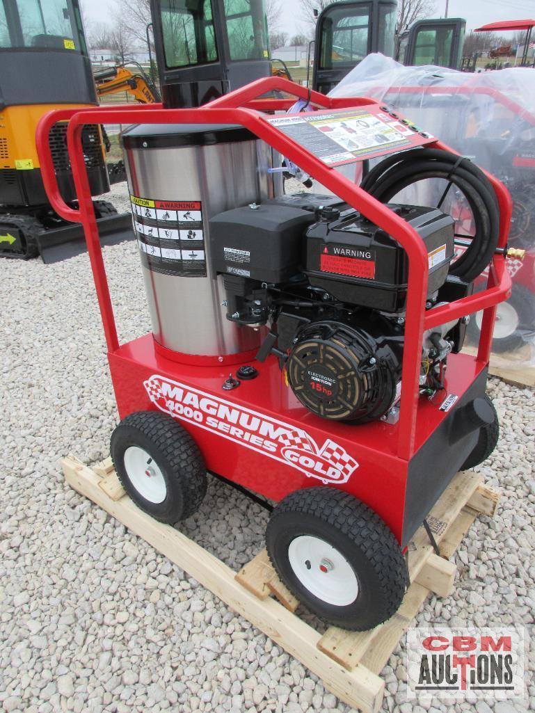 New Easy Kleen Magnum 4000 Series Gold Hot Water Pressure Washer, 3.5 GPM / 4000 PSI, Lifan 15hp Gas