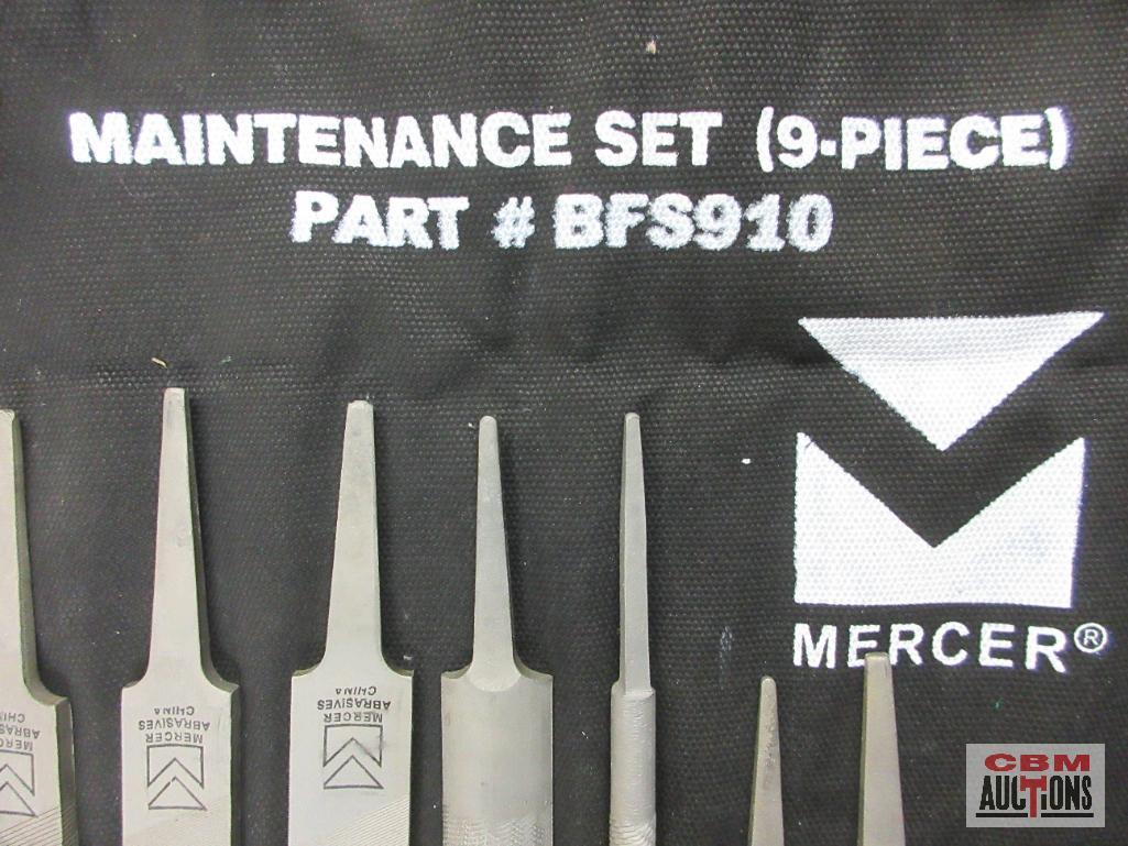 Mercer BFS910 9 Piece Maintenance File Set w/ Storage Pouch 10" Flat Bastard 10" Flat Smooth 10"