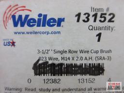 Weiler 13151 3-1/2" Single Row Wire Cup Brush .023 Wire, M10 x 1.50 (SRA-3)... Weiler 13152 3-1/2"
