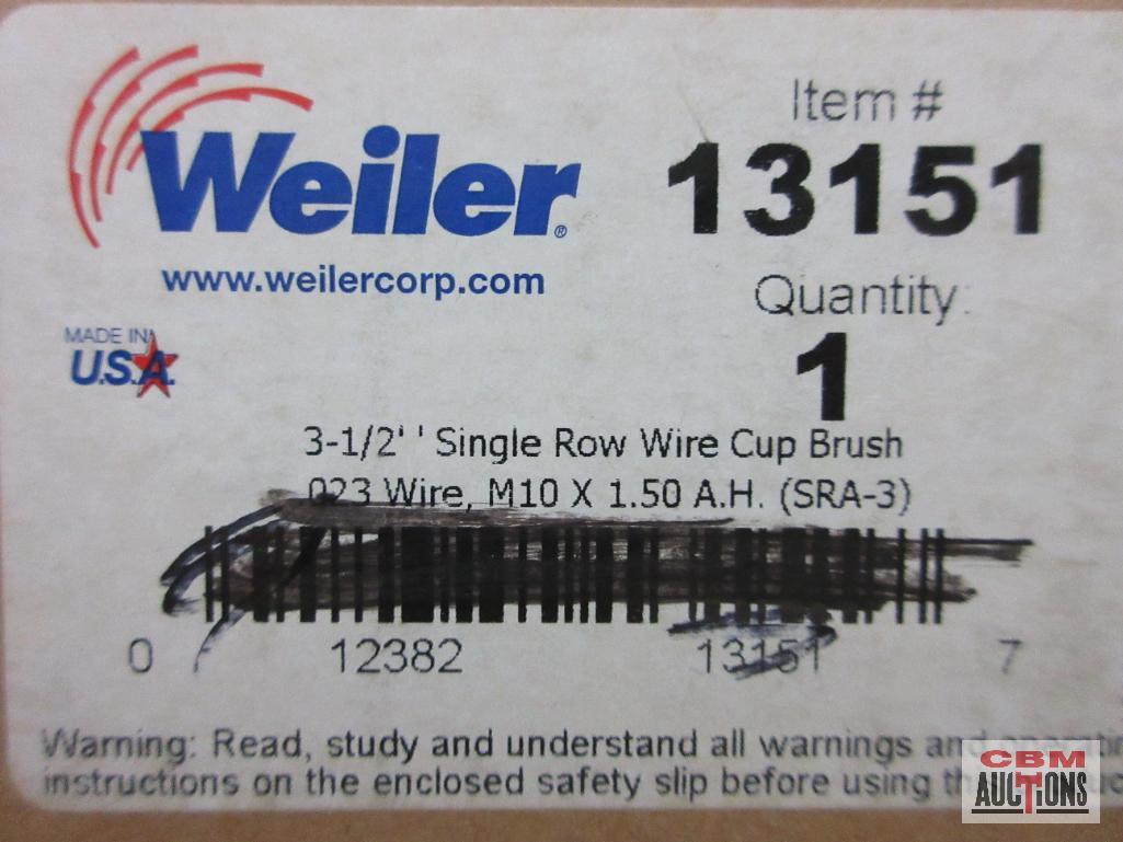Weiler 13150 3-1/2" Single Row Wire Cup Brush .023 Wire, M10 x 1.25 A.H. (SRA-3) Weiler 13151 3-1/2"