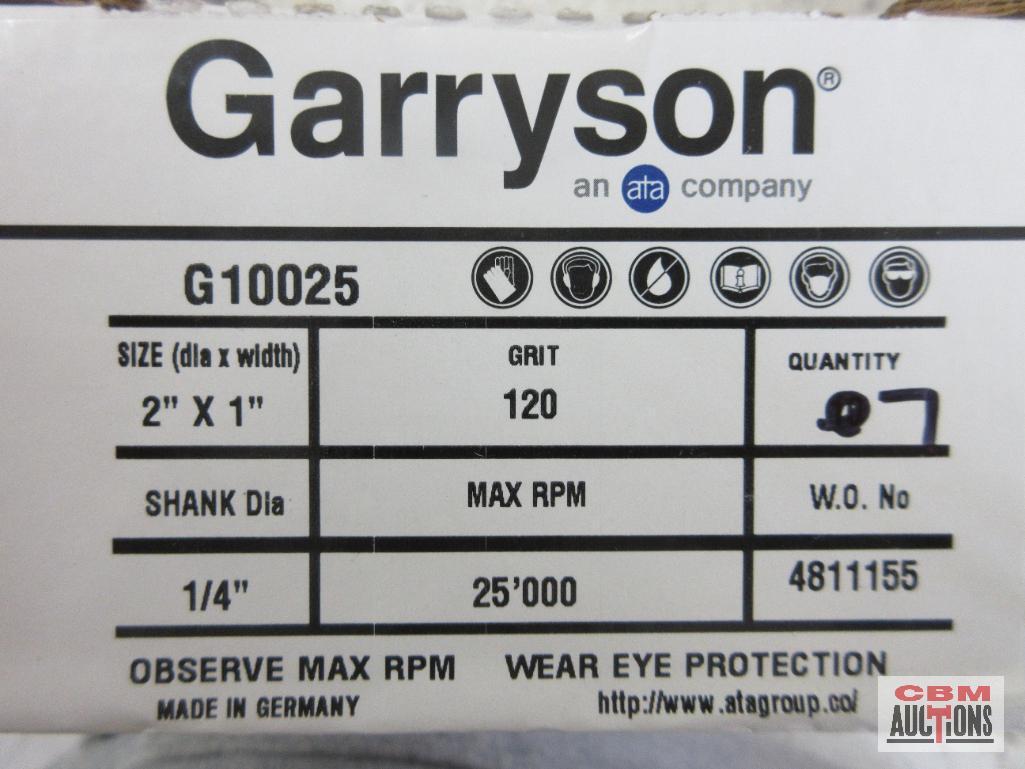 Garryson G10025 2" x 1", 120 Grit Flap Wheel Discs, 1/4" Shank - Qty: 7