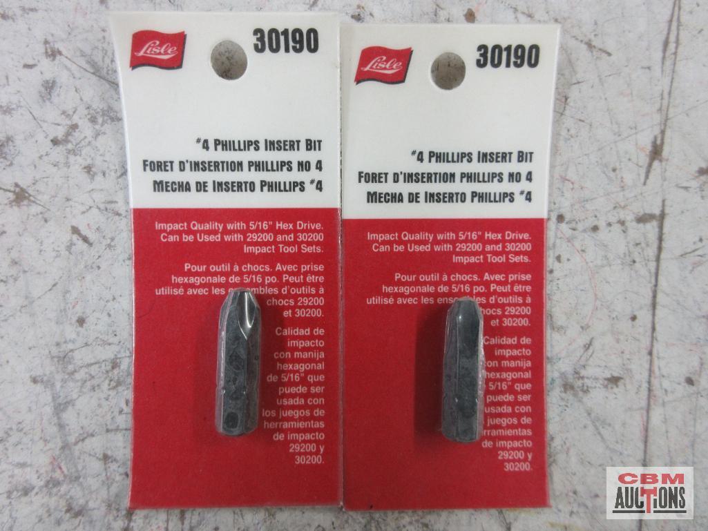 Lisle 30180 #2 Phillips Insert Bit Lisle 30190 #4 Phillips Insert Bit - Set of 2 Lisle 29630 #1