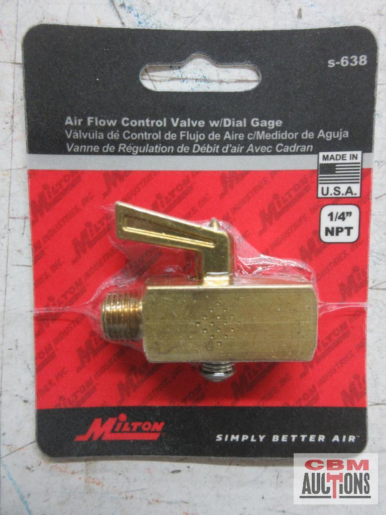 Milton 653...1/2" FNPT x 3/8" MNPT Hose Fitting Adapter Milton S-638 Air Flow Centr5al Valve w/ Dial