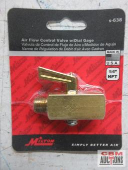 Milton 653 1/2" FNPT x 3/8" MNPT Hose Fitting Adapter Milton S-638 Air Flow Centr5al Valve w/ Dial