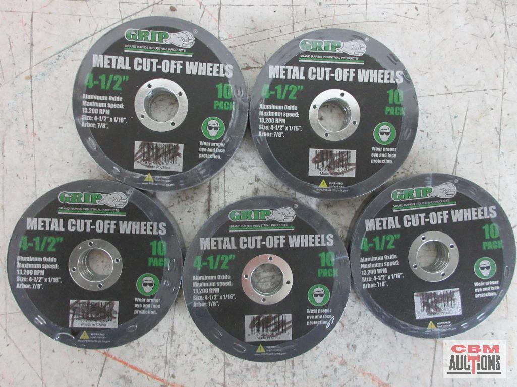 Grip 86057 10pk Aluminum Oxide Metal Cut Off Wheels 4-1/2" x 1/16", 7/8" Arbor, - Set of 5