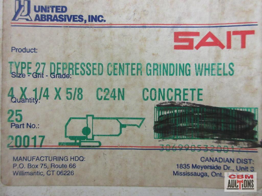 United Abrasives 20017 SAIT Cioncrete 4" x 1/4" x 5/8", Type 27, Depressed Center Grinding Wheels -