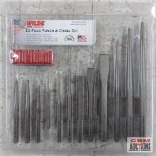 Wilde K12.NP 12pc Punch & Chisel Set... Cold Chisels - 3/8", 1/2" & 3/4" Pin Punch 3/32", 1/8" & 3/1