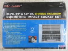 Cal-Hawk AIS38A 38pc 3/8" Drive & 1/2" Drive Chrome Vanadium Duometric Impact Socket Set w/ Molded