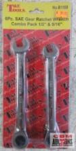 T & E Tools 61169 6pc SAE Gear Ratchet Wrench Combo Pack 1/2" & 9/16"