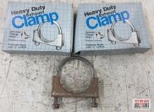 Heavy Duty Exhaust Clamp, Serrated Flange Nuts, Positive Locking, Flatback Style w/ 3/8" U-Bolt -