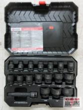 Powerbuilt 940837 18pc SAE 1/2" Drive, 6pt, Impact Socket Set (5/16" to 1-5/16" & 5" 1/2" Dr.