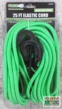 Grip 28350 Neon Green 25' Elastic Cord w/ Adjustable Hooks