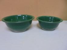 2pc Set of Green Pyrex Nesting Mixing Bowls