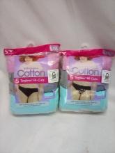 Hanes Girls Underwear Lot- 2 Packs of 5 Tagless Hi-Cuts Cotton- 7/L
