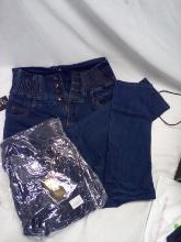 High waist skinny blue jeans x2, size 31
