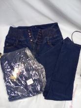 High waist skinny blue jeans x2, size 32