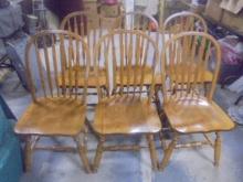 Set of 6 Solid Oak Dining Chairs