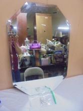 Large Beveled Glass Mirror w/ Wall Mounting Clips