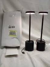 Pair of New Age Black Finish Table Top Night Lights