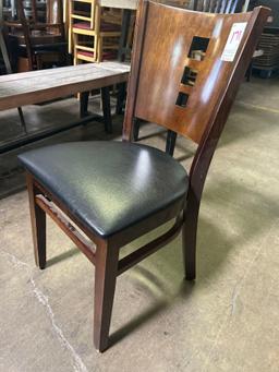 Wood Frame Chairs with Black Seat Cushions