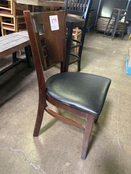Wood Frame Chairs with Black Seat Cushions
